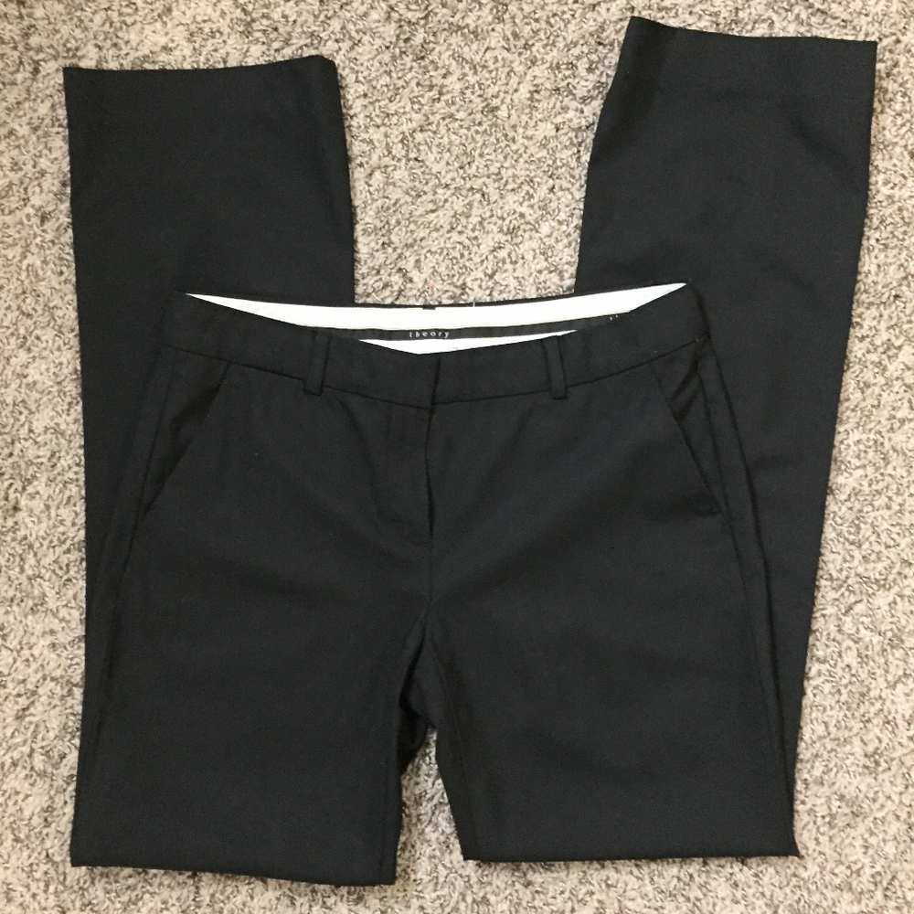 ! SOLD! Theory Black Calvan Pk Trousers Size 8